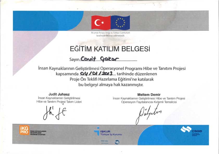 İnsan Kaynaklarının Geliştirilmesi Operasyonel Programı Hibe ve Tanıtım Projesi